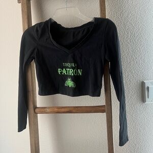 Custom - Black long sleeve crop top